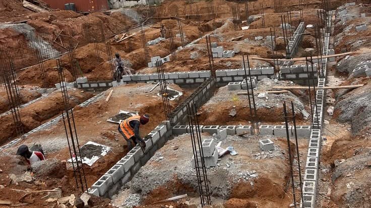 Ground works with excavator
